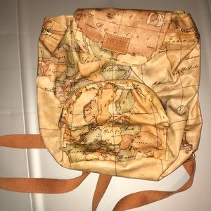 Alviero Martini Tan Map Print Women's Backpack